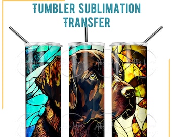 Chocolate Labrador Tumbler Sublimation Transfer * Alcohol Ink * Ready To Press * 20 OZ * Skinny Tumbler * No minimums * Full color transfers