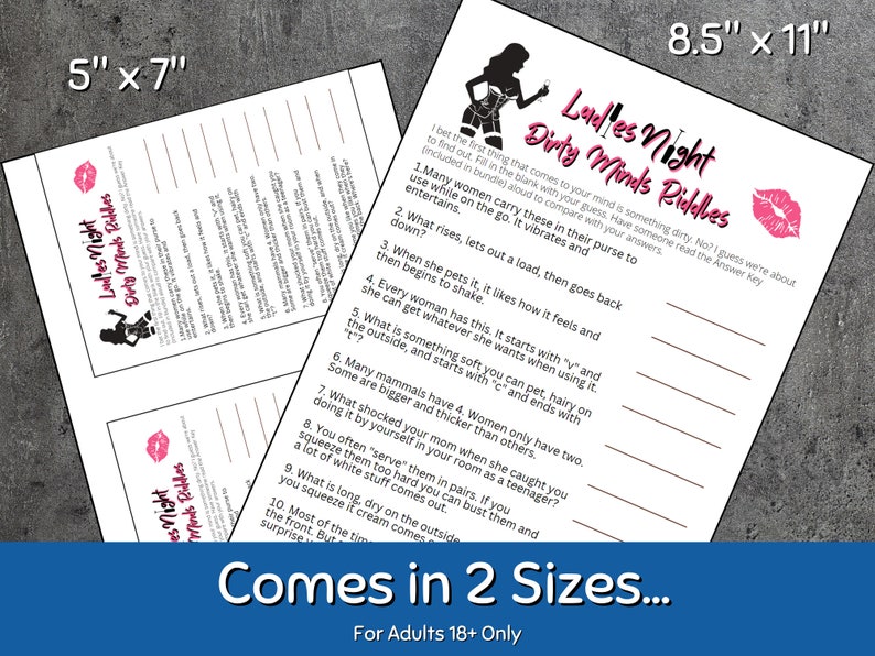 Dirty Minds Riddles Game | Girls Night Games | Ladies Night Games | Sex Games | Hen Party Games | Slumber Party Games | Instant Download