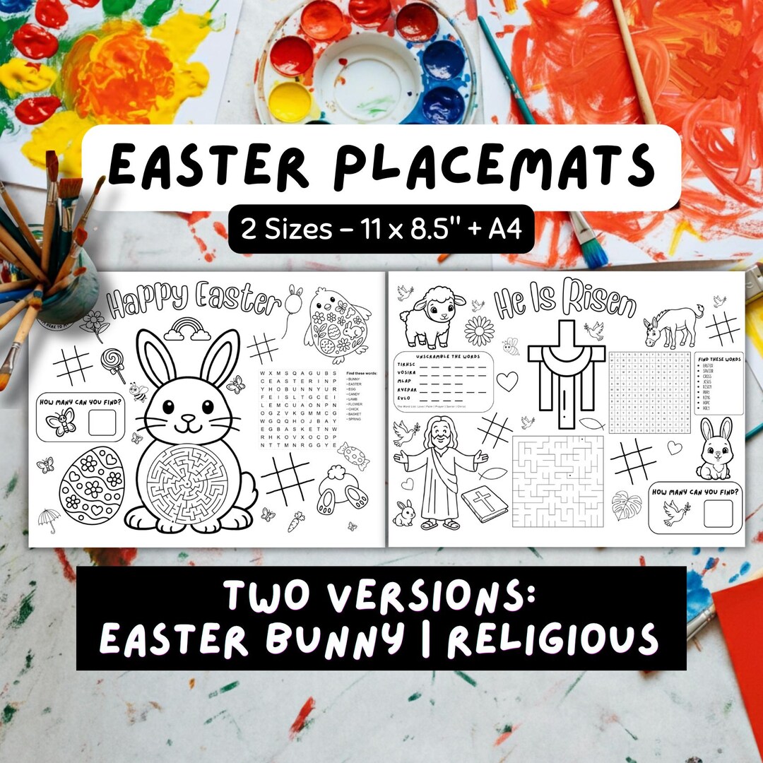 Easter Activity Placemat for Kids Bundle | Easter Bunny Coloring Page ...