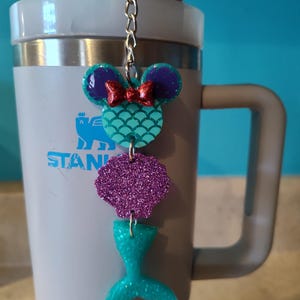 Disney Little mermaid Ariel glittery resin straw cup tumbler charm Stanley cup accessories