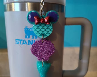 Disney Little mermaid Ariel glittery resin straw cup tumbler charm Stanley cup accessories