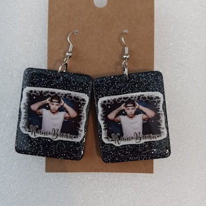 Kane brown glittery resin dangling earrings