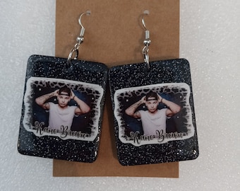 Kane brown glittery resin dangling earrings