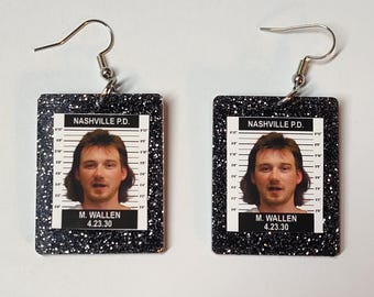 Pendientes colgantes de resina brillante de Morgan Wallen