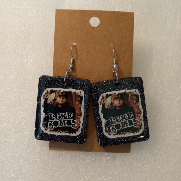 Luke combs glittery resin dangling earrings