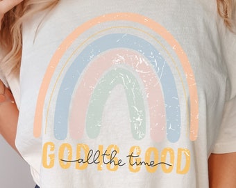 Camiseta Comfort Colors Dios es bueno: Ropa cristiana arcoíris