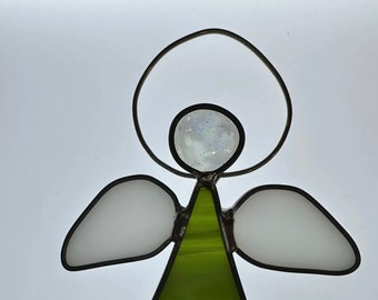 Green Stained Glass Angel Sun Catcher Ornament