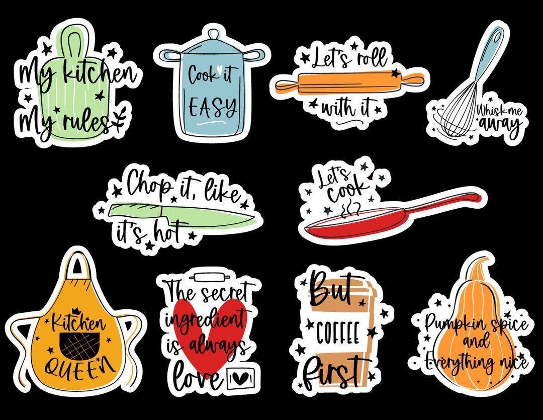 Funny Kitchen Sticker Set Baking Sticker Foodie Scrapbooking Etsy