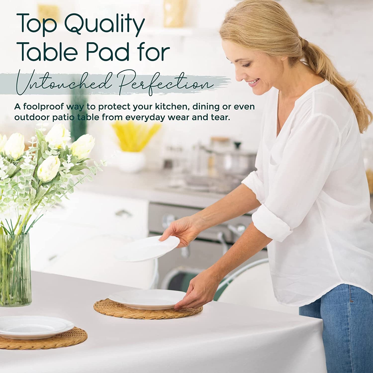 Premium Table Pad Protector by Tablecloths by Design 54 Wide variable
