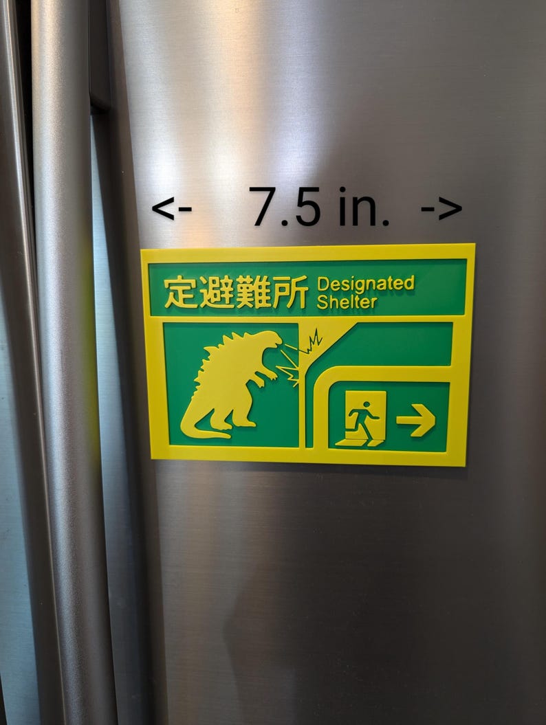 Godzilla Designated Shelter Sign With Gift Box - Etsy