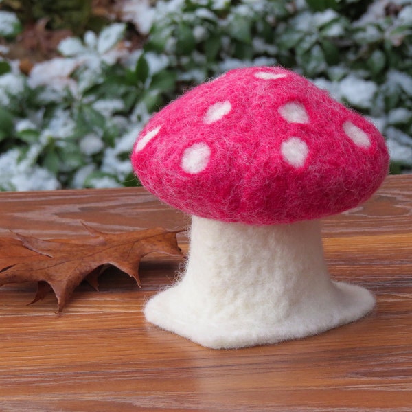 Mushroom Lamp/Night Light | Cute Red Mushroom | cozy felted wool mushroom with tea light