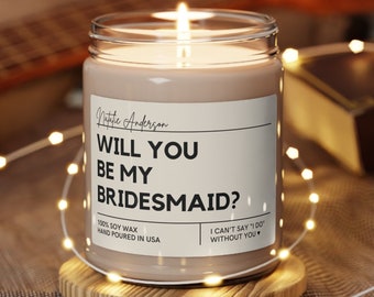 Bridesmaid Candle, Bridesmaid Gift, Bridesmaid Gift Ideas, Bridesmaid Proposal Candle, Custom Name Candle, Bulk Bridal Party Gift