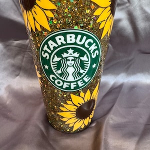 Sunflower starbucks inspired snow globe tumbler