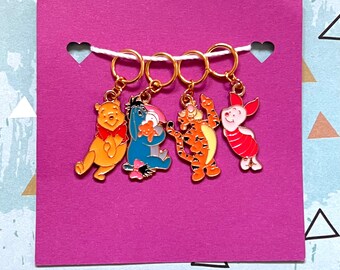 Winnie The Pooh and Friends, Tigger, Pigglet, Eeyore Stitch Markers for Knitting & Crochet