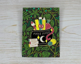 Gold Crochet & Knitting Enamel Pin