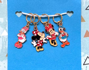 Mickey Mouse, Minnie Mouse, Donald Duck and Daisy Stitch Markers for Knitting & Crochet