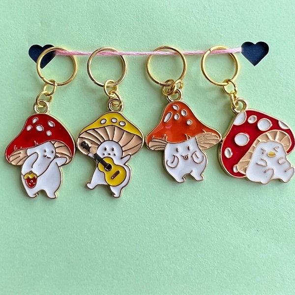 Mushroom Cats Stitch Markers for crochet and knitting