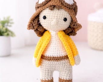 Amelia Earhart Crochet Doll • Amigurumi Aviator Doll • Inspirational Gift • Women in History Plush