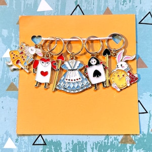 Alice in Wonderland Stitch Markers for Crochet and Knitting