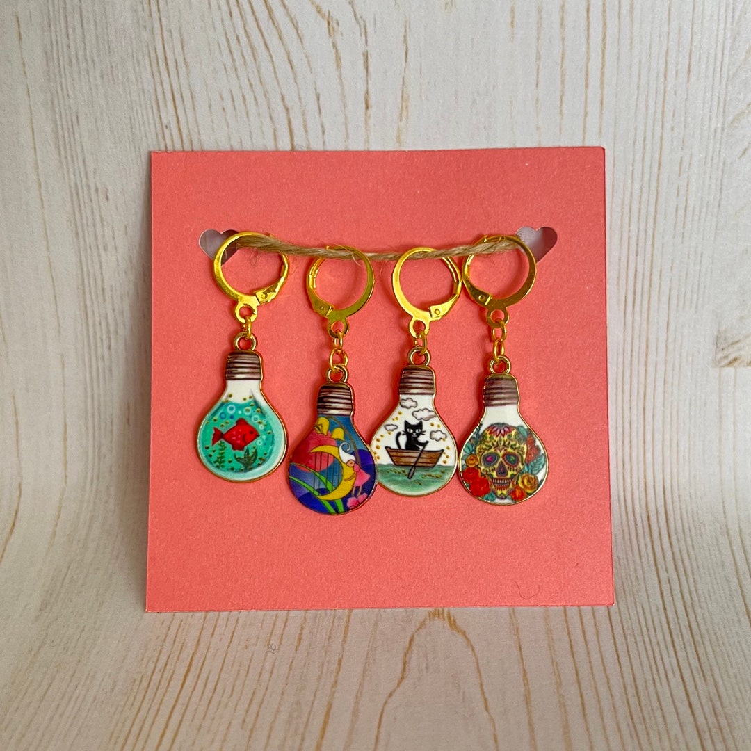 Cat in a Lightbulb Stitch Markers Etsy