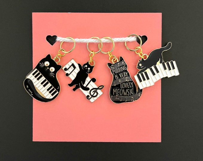Musician Cats Stitch Markers for crochet and knitting