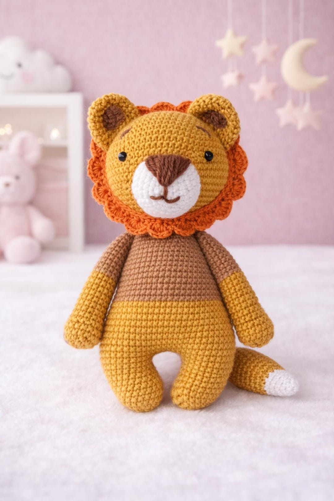 Crochet Lion Plush • Amigurumi Safari Animal • Soft Nursery Toy • Baby ...