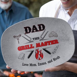 Custom Grilling Plate for Dad Personalized Platter Gift Grill Master Plate for Dad Gift for Father&#39;s Day Gift from Kids BBQ Gifts
