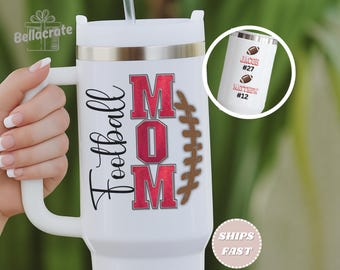 Custom Football Mom 40oz Tumbler, Personalized Sports Travel Cup