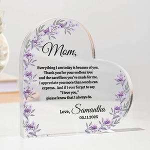 Mom Custom Acrylic Plaque Gifts for Mothers Day Personalized Acrylic Plaque Gifts for Mom Unique Gifts for Mom Acrylic Plaque Heart
