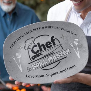 Custom Grilling Plate for Fathers Day Gift from Kids Grill Gifts, BBQ Personalized Platter, Daddy&#39;s Grilling Plate for Dad Gift Grill Master