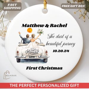 Personalized Ornament Gift Wedding - Mr Mrs Keepsake Ornament - Wedding Gift for Couples - First Christmas Ornament Married - Gift for Bride