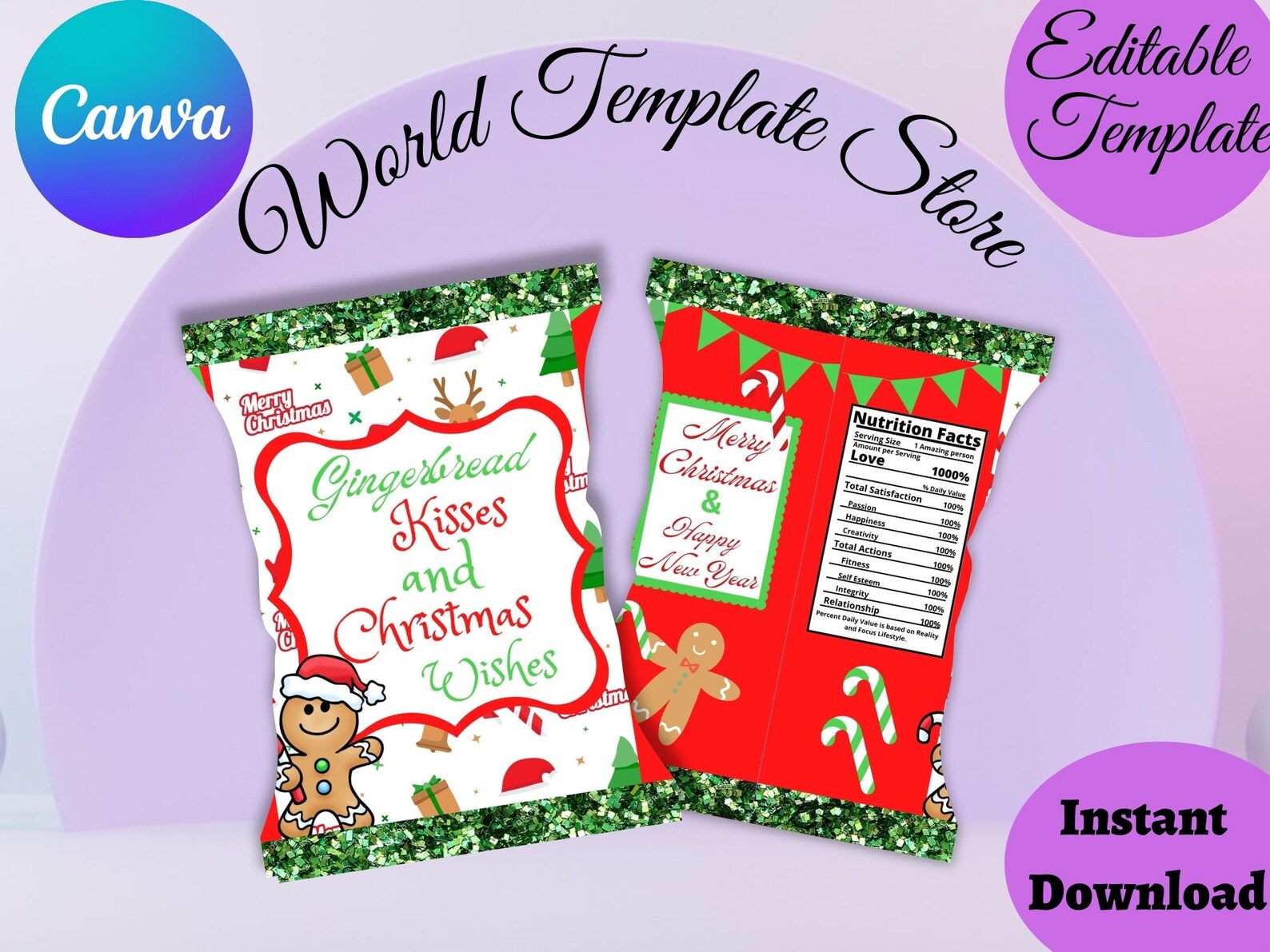 EDITABLE Christmas Chip Bag Wrapper Template. Cute Little Penguin ...