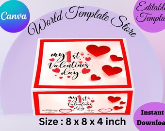 バレンタイン ボックス ラベル テンプレート: 編集可能なパーティーの記念品 (デジタル ダウンロード)