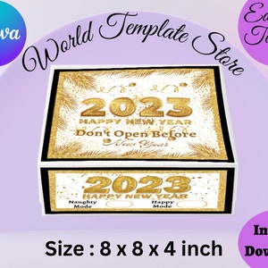 New Year 8X8X4 BOX LABELS TEMPLATES, New year Labels Instant download