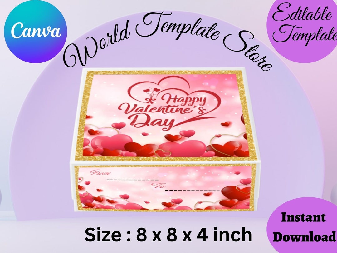 Valentine Treat Box Labels Template: Editable Party Favors (digital