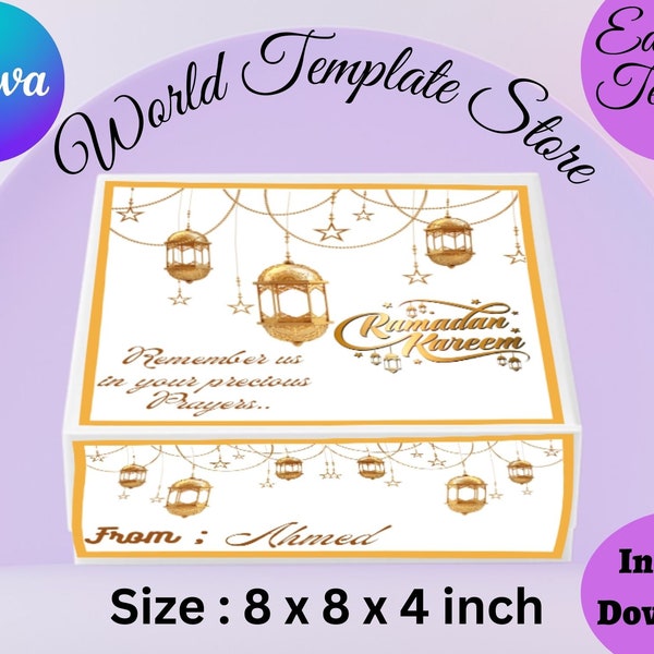 Ramadan Treat BOX LABELS TEMPLATES, Ramadan Labels Instant download