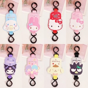 Cute Kawaii Kitty/Melody/Kuromi/Cinnamonroll/Twin Stars/Pompompurin/Badtz-Maru PU Leather Car Seat Hook Hanger Holder Accessories Decoration
