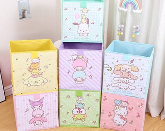 Large Kitty/Melody&Kuromi/Little Twin Stars/Cinnamoroll/Pompompurin/Keroppi/Pochacco Foldable Collapsible Cube Box Bin Storage Container