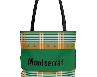 Bolso de hombro de lona con estampado de Montserrat Madras, artículo de recuerdo