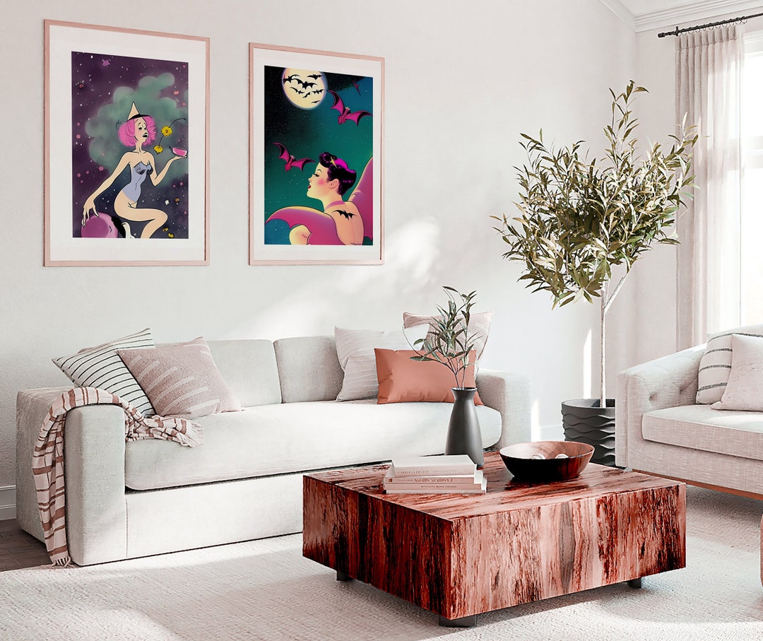 Witch Art Set of Two Halloween Art Print Bundle Witch Poster Surreal