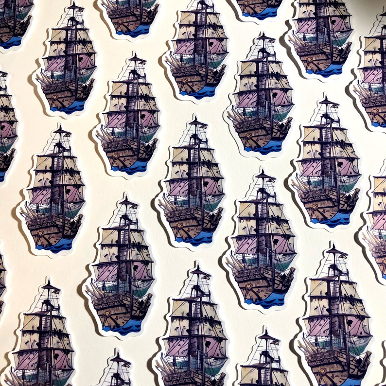Pirate Ship Boat Sticker Water Resistant Vinyl Sticker for Computer ...