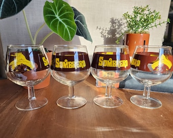 1970s Sombrero Restaurant stemware set of 4 glasses vintage stemware set retro 1970s taco night glass set