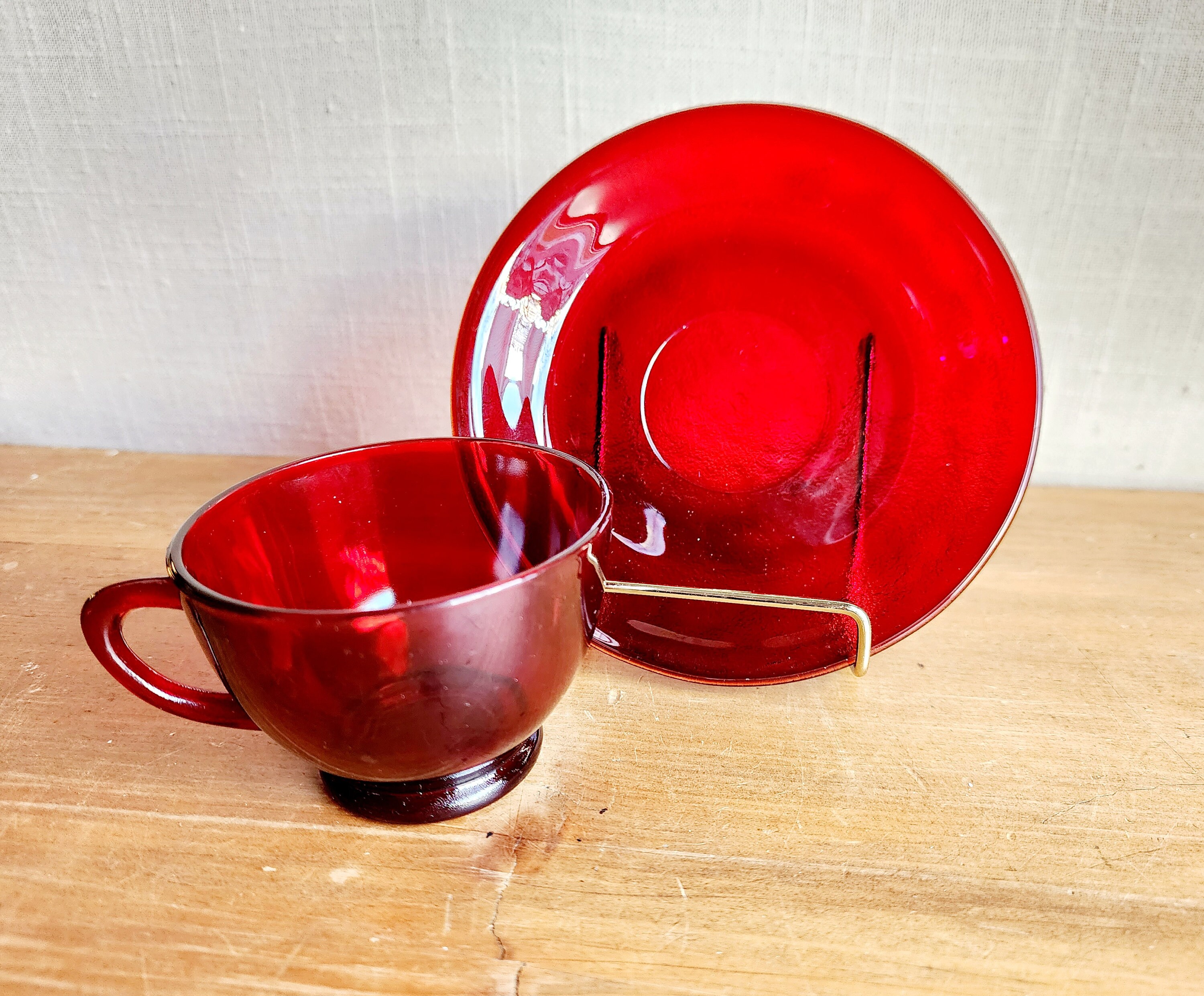 1940s Ruby Red Depression Glass Coffee Tea Service Set 6 Red Etsy