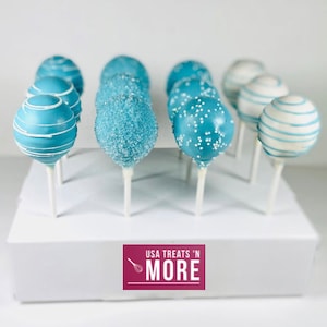 Blue & White Cake Pops | Baby Shower Cake Pops | Birthday Gift Cake Pops