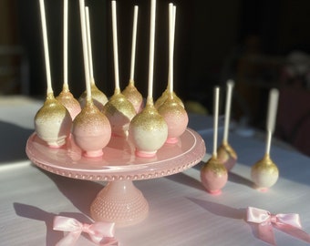 Pink & White Gold Glitter Cake Pops | Baby Shower Cake Pops | GLITTER CAKE POPS