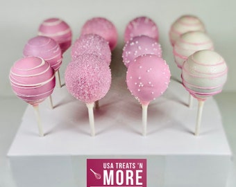 Pink & White Cake Pops | Valentine's Day Cake Pops | Baby Shower Cake Pops | Birthday Gift Cake Pops