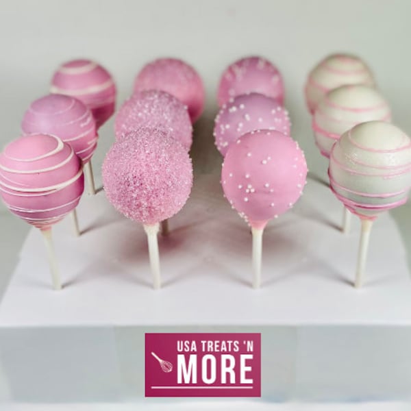 Pink & White Cake Pops | Valentine's Day Cake Pops | Baby Shower Cake Pops | Birthday Gift Cake Pops