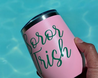 Personalized Sorority Wine Tumbler: Insulated Stainless Steel, Custom Name