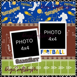 Blue & Yellow Football Digital Scrapbook Pages **DIGITAL ITEM**