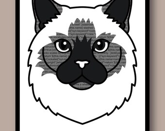 JavaScript Code Ragdoll Print - Programmer Cat Wall Art - Tech Desk Decor Developer Gift